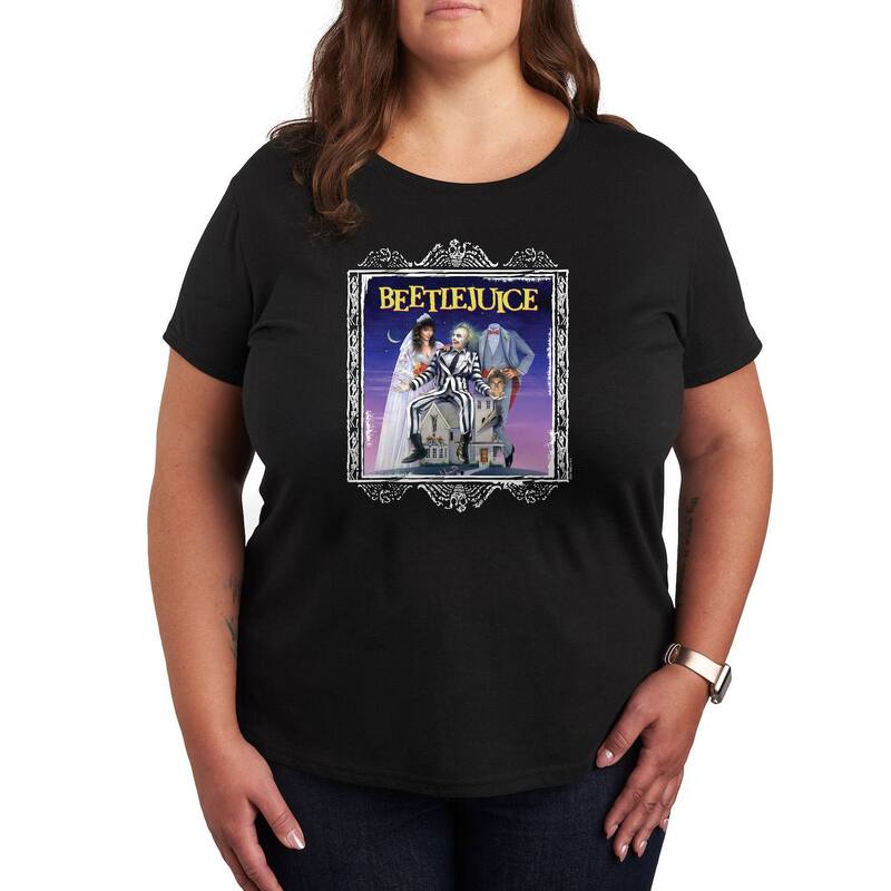 アニメキャラクター レディース トップス Tシャツ プラスサイズ グラフィック Licensed Character Plusize Beetlejuice Graphic Tee Black ブラック 6,826円