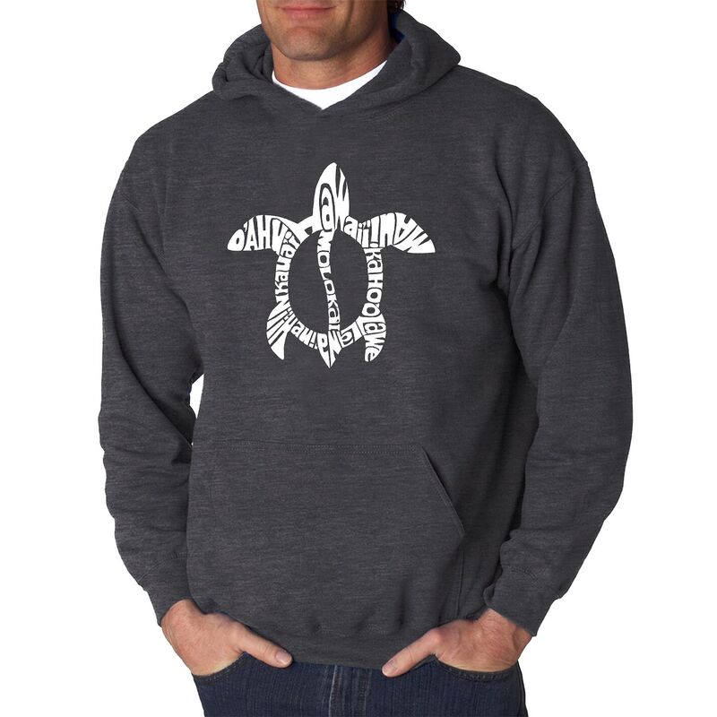 エルエーポップアート レディース トップス Tシャツ スウェット LA Pop Art Honu Turtle - Hawaiian Islands - Men's Word Art Hooded Sweatshirt Grey グレー