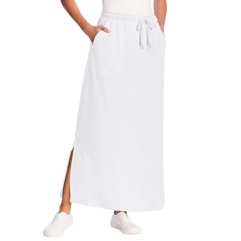 ウーマン ウィズイン レディース ボトムスカート プラスサイズ プチ ニット Woman Within Plusize Petite Sport Knit Side-Slit Skirt White ホワイト｜ReVida 店