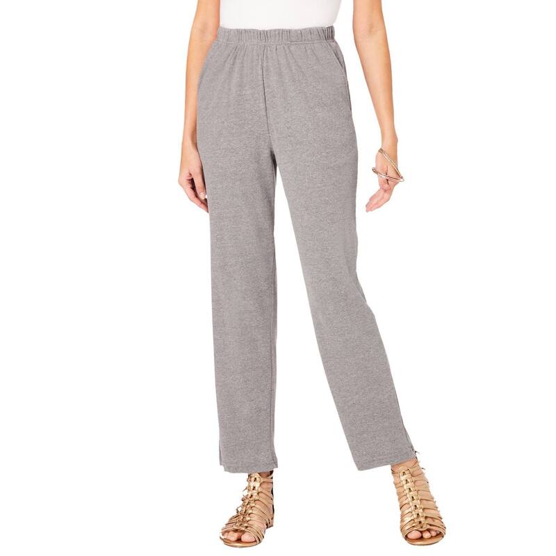 ロアマンズ レディース ボトムス カジュアルパンツ ストレート プラスサイズ ニット Roaman's Women's Plusize Straight Leg Soft Knit Pull On Pant Medium Heather Grey グレー