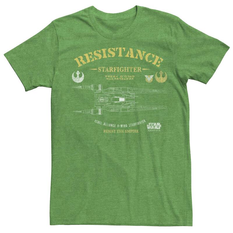 スター ウォーズ レディース トップス Tシャツ Men's Rogue One: A Star Warstory Resistance U-Wing Plans Tee Kelly Heather ヘザー
