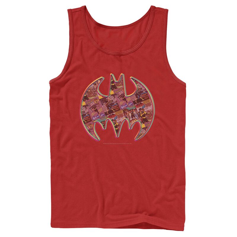 アニメキャラクター レディース トップス Tシャツ ロゴ Licensed Character Men's DComics Batmaneon Comicover Logo Tank Top Red レッド
