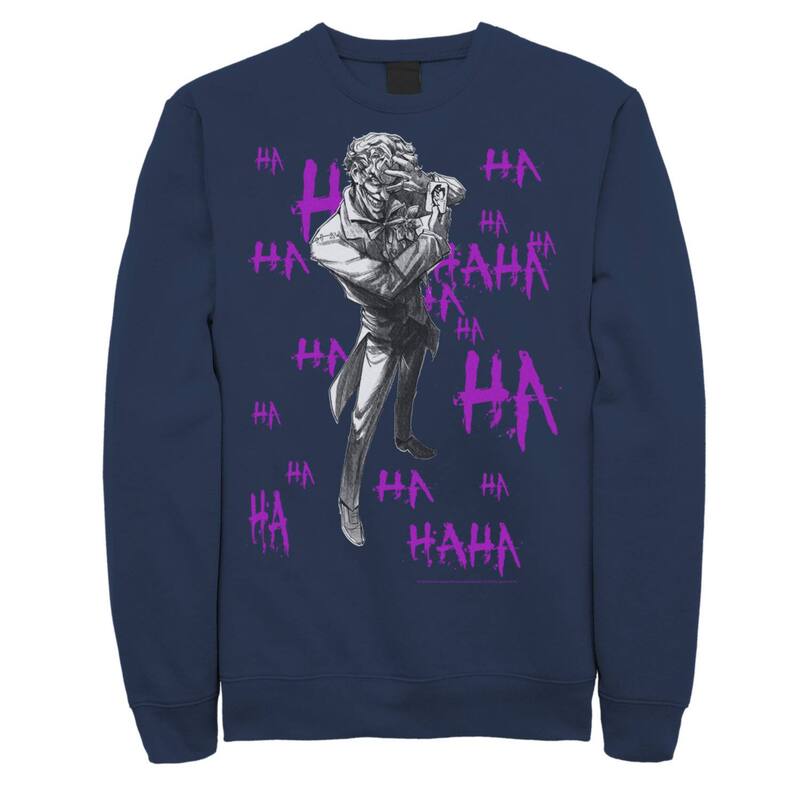 アニメキャラクター レディース トップス Tシャツ スウェット Licensed Character Men's DComics Joker HAHAHA Portrait Sweatshirt Navy ネイビー