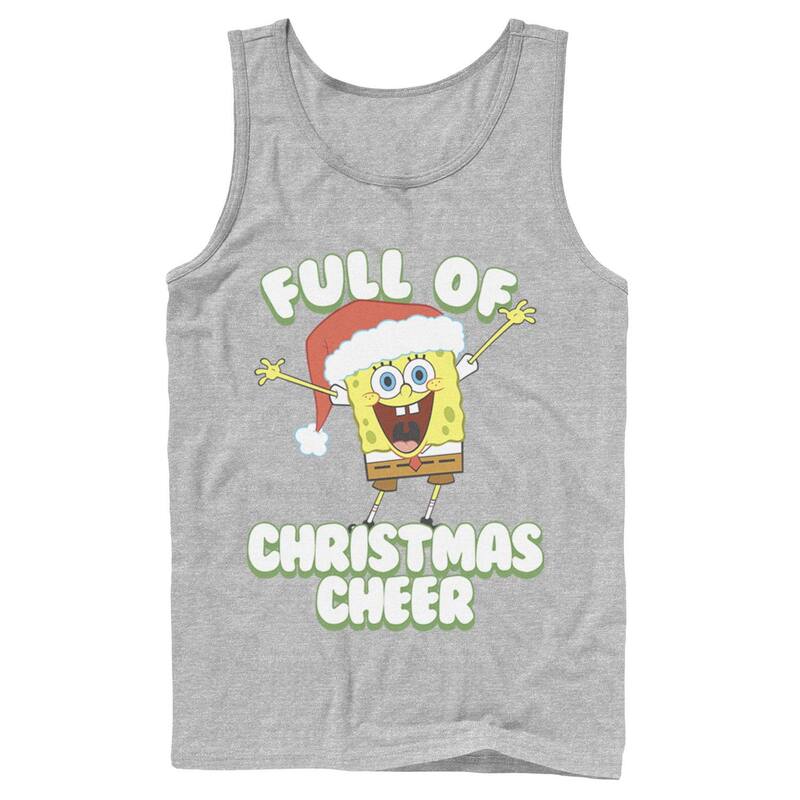 アニメキャラクター レディース トップス Tシャツ パンツ Licensed Character Men'spongeBob SquarePants Full of Cheer Tank Top Athletic Heather ヘザー