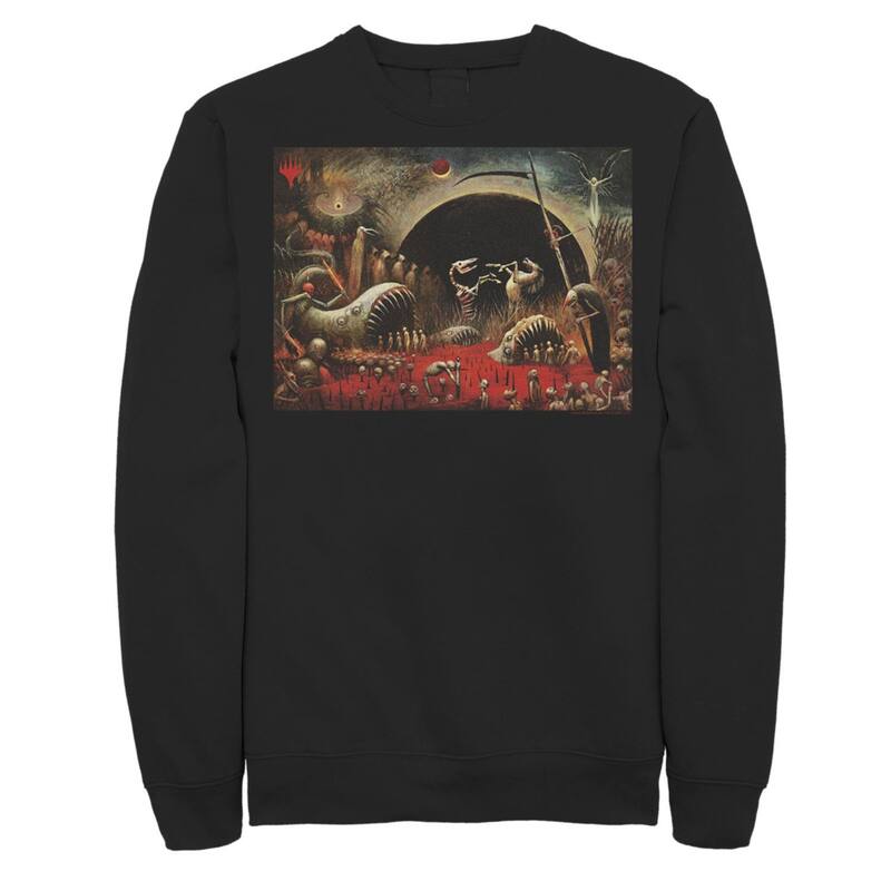 アニメ文字記号 レディース トップス ティーシャツ 流汗 グラフィック Licensed Character Men\u0027s Magic: The Gathering Damnation Graphic Sweatshirt Black 黒いこと トップス-Tシャツ・カットソー-レディースファッション