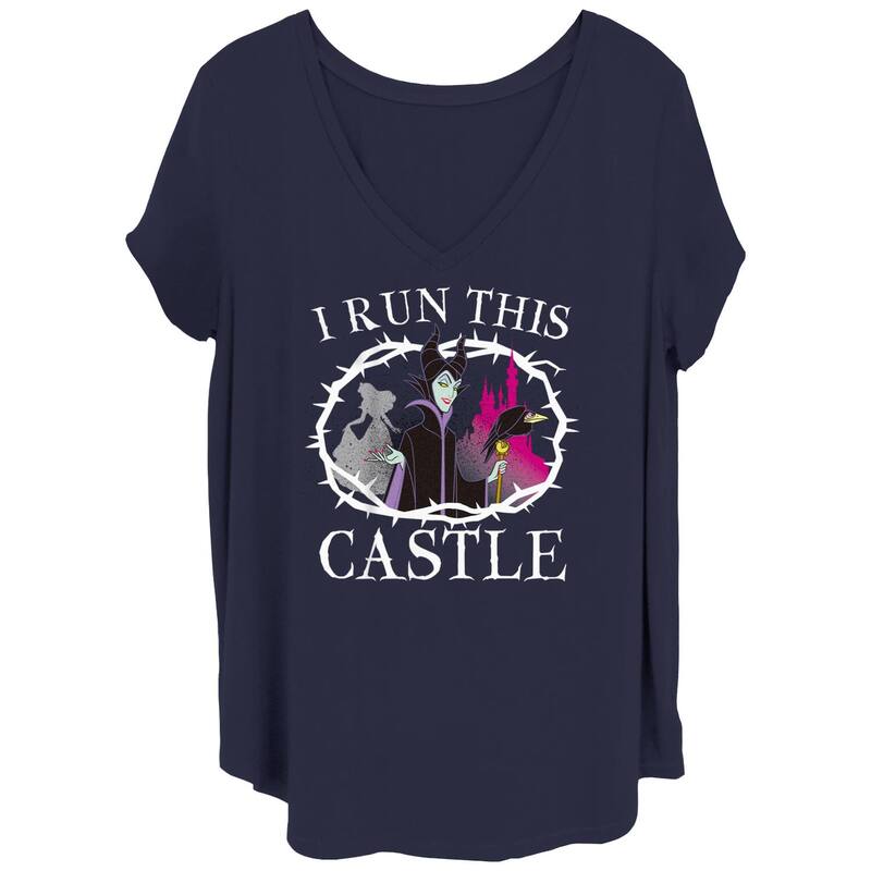 ディズニー レディース トップス Tシャツ プラスサイズ Disney'sleeping Beauty Maleficent I Run This Castle Thorns Juniors' Plus Tee Navy ネイビー