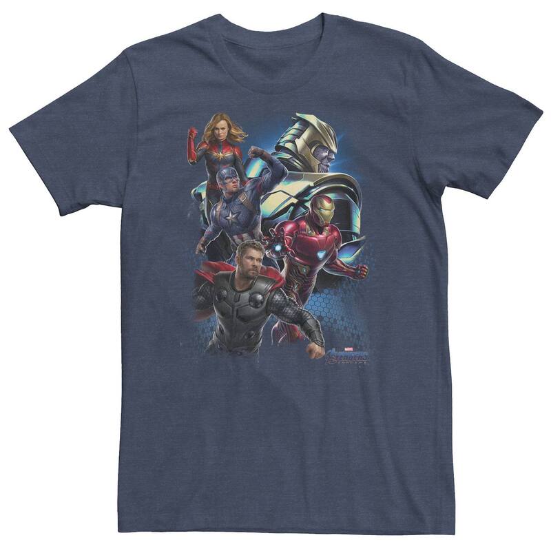 マーベル レディース トップス Tシャツ トール Big & Tall Marvel Avengers Endgame Thano's Enemies Poster Tee Navy Heather ヘザー