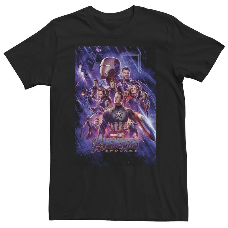 マーベル レディース トップス Tシャツ トール Big & Tall Marvel Studios Avengers Endgame Space Group Shot Poster Tee Black ブラック