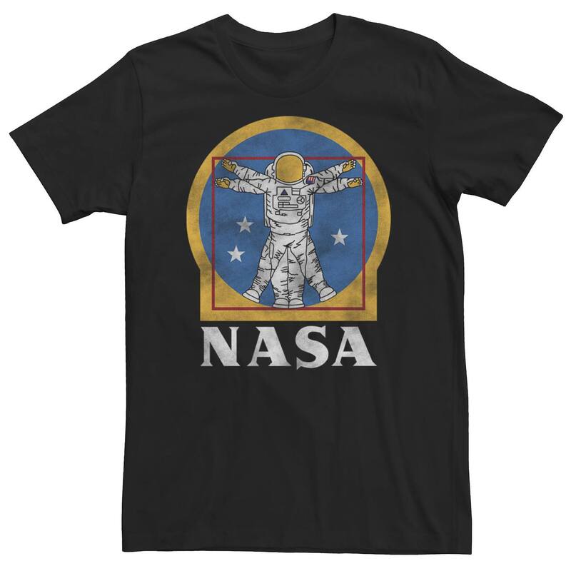 アニメキャラクター レディース トップス Tシャツ トール Licensed Character Big & Tall NASAstronaut Vitruvian Man Golden Tee Black ブラック