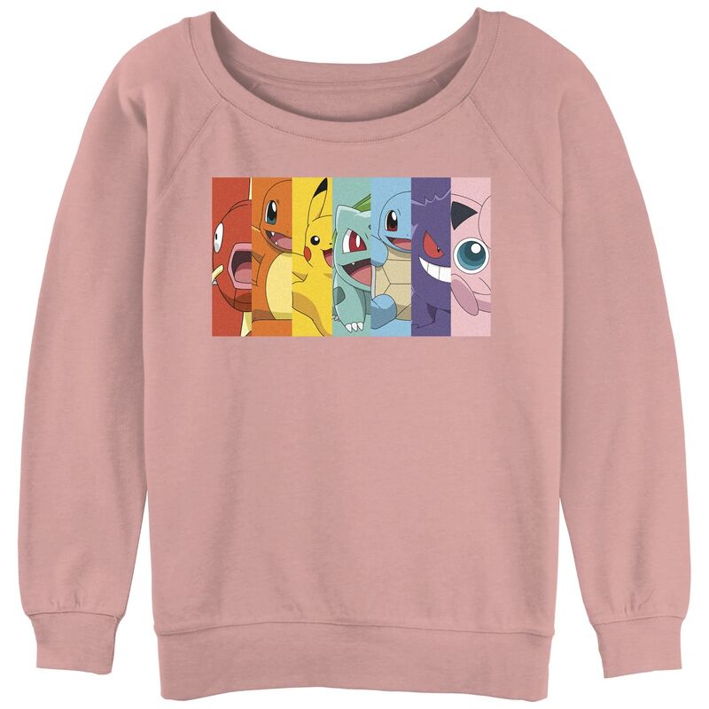 アニメキャラクター レディース トップス Tシャツ スウェット グラフィック Licensed Character Juniors' Pokmon Rainbow Grid Graphic Pullover Sweatshirt Desert Pink ピンク