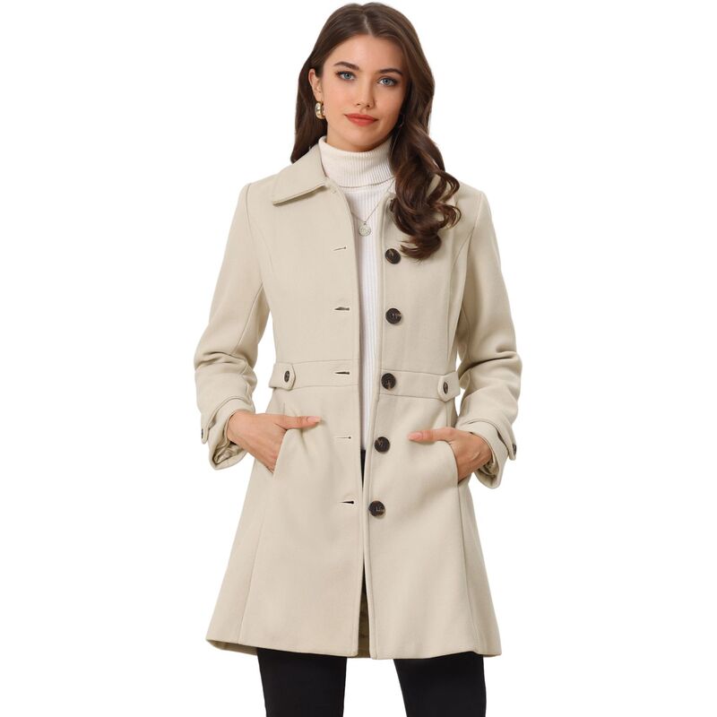 アレグラ ケー レディース アウター ジャケット・ブルゾン コート ALLEGRA K Women Classic Single Breasted Winter Long Trenchcoat with Pockets Beige ベージュ