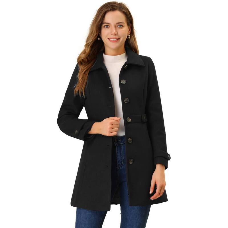 アレグラ ケー レディース アウター ジャケット・ブルゾン コート ALLEGRA K Women Classic Single Breasted Winter Long Trenchcoat with Pockets Black ブラック