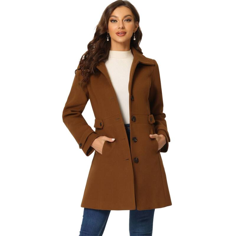 アレグラ ケー レディース アウター ジャケット・ブルゾン コート ALLEGRA K Women Classic Single Breasted Winter Long Trenchcoat with Pockets Deep Brown ブラウン