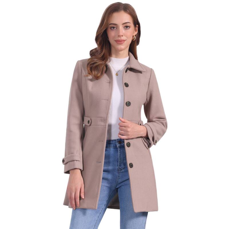 アレグラ ケー レディース アウター ジャケット・ブルゾン コート ALLEGRA K Women Classic Single Breasted Winter Long Trenchcoat with Pockets Dusty Pink ピンク