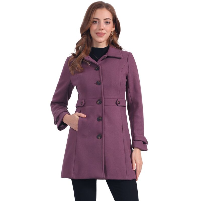 アレグラ ケー レディース アウター ジャケット・ブルゾン コート ALLEGRA K Women Classic Single Breasted Winter Long Trenchcoat with Pockets Dusty Purple パープル
