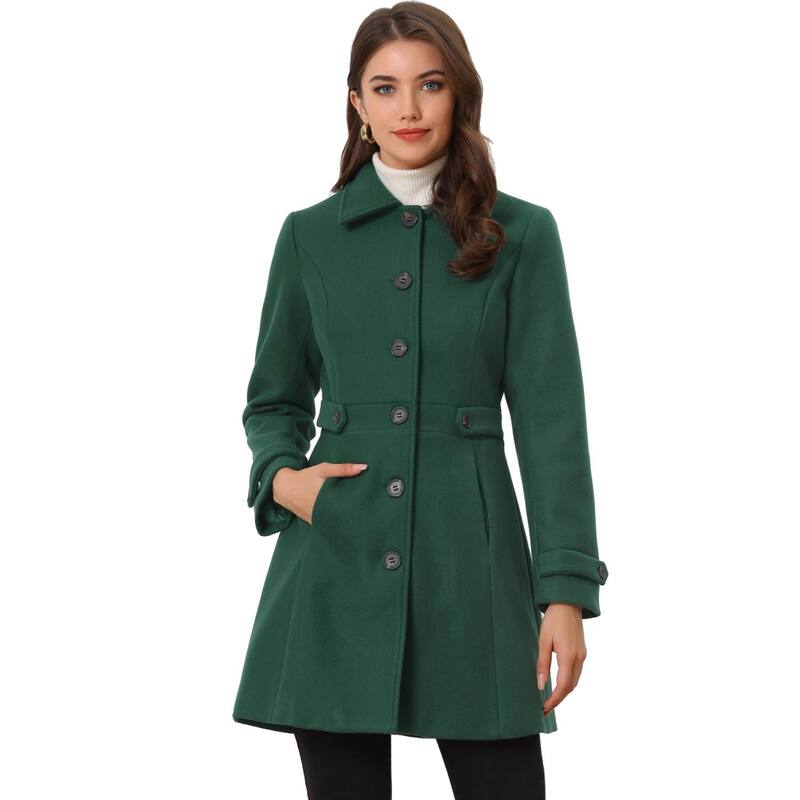 アレグラ ケー レディース アウター ジャケット・ブルゾン コート ALLEGRA K Women Classic Single Breasted Winter Long Trenchcoat with Pockets Green グリーン