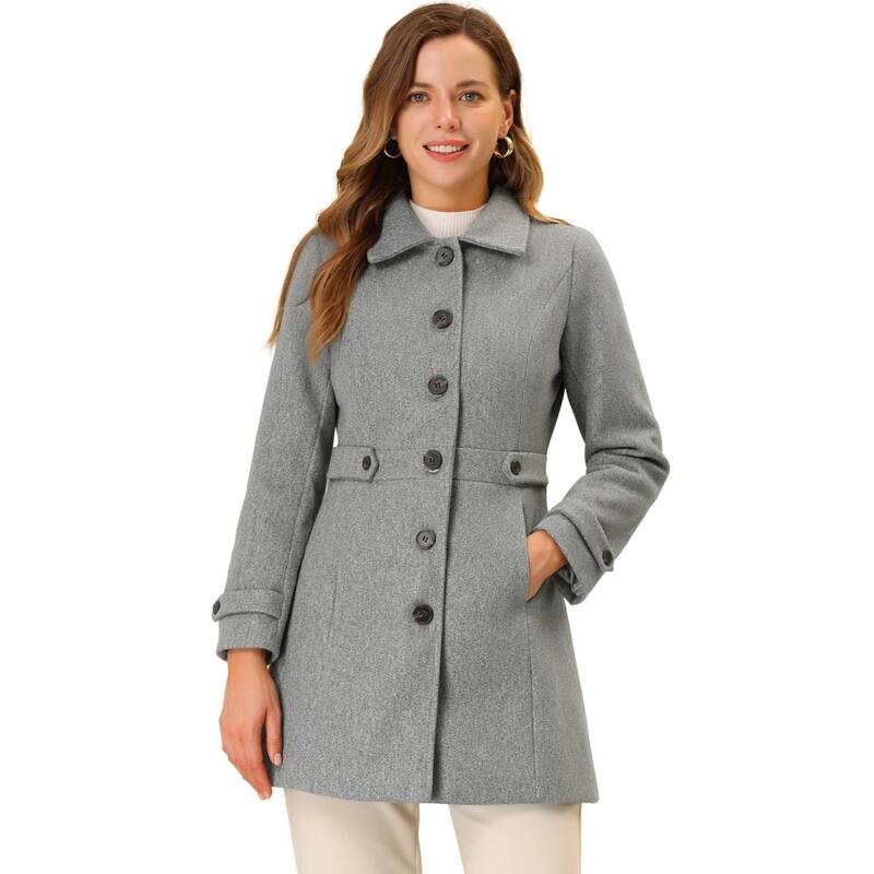 アレグラ ケー レディース アウター ジャケット・ブルゾン コート ALLEGRA K Women Classic Single Breasted Winter Long Trenchcoat with Pockets Grey グレー