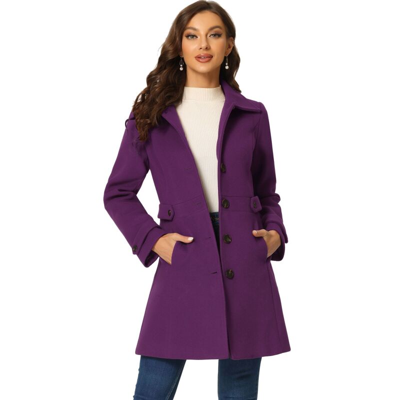 アレグラ ケー レディース アウター ジャケット・ブルゾン コート ALLEGRA K Women's Classic Single Breasted Winter Long Trenchcoat with Pockets Purple パープル|ReVida 店