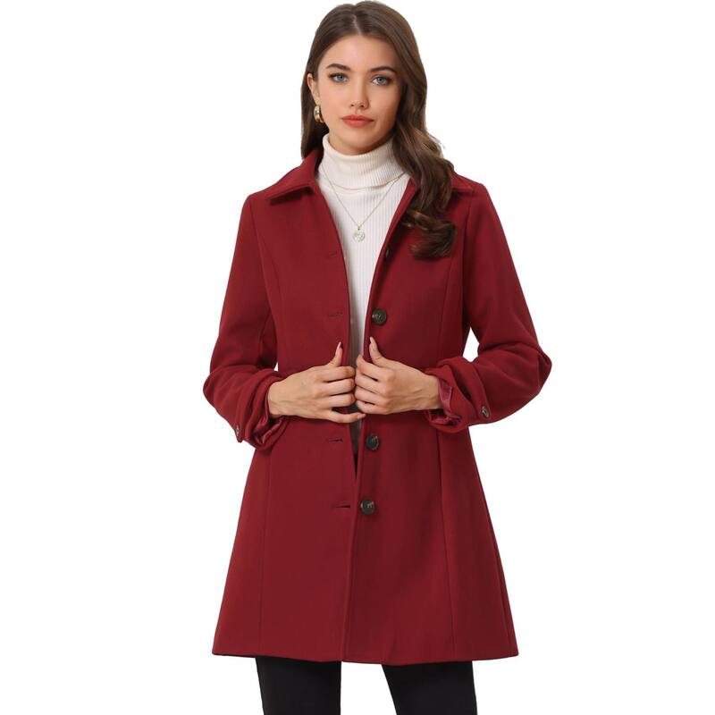 アレグラ ケー レディース アウター ジャケット・ブルゾン コート ALLEGRA K Women Classic Single Breasted Winter Long Trenchcoat with Pockets Red レッド