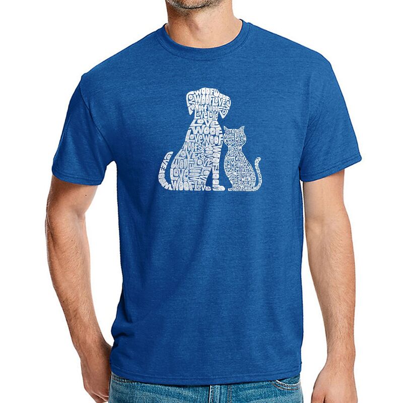 エルエーポップアート レディース トップス ティーシャツ 天使の都市 Pop Art Dogs and Cats - Men\u0027s Premium Blend Word Art-Shirt Royal レディースファッション-Tシャツ・カットソー-トップス