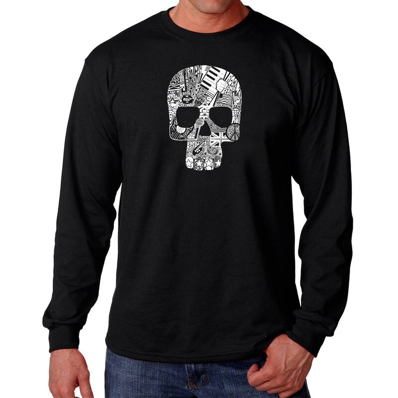 エルエーポップアート レディース トップス Tシャツ LA Pop Art Rock n Roll Skull - Men's Word Art Long Sleeve T-Shirt Black ブラック