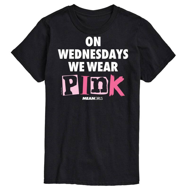 アニメキャラクター レディース トップス Tシャツ グラフィック Licensed Character Men's Mean Girls Wednesdays Wear Pink Graphic Tee Black ブラック