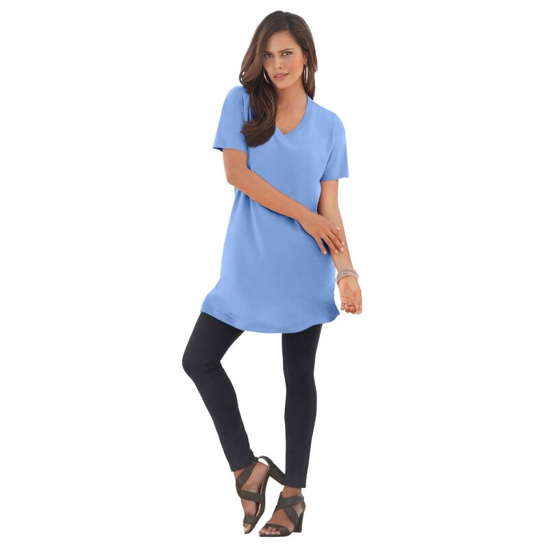 ロアマンズ レディース トップス Tシャツ Vネック プラスサイズ コットン Roaman's Women's Plusize Cotton Short Sleeve V-Neck Ultimate Tunic French Blue ブルー 8,861円