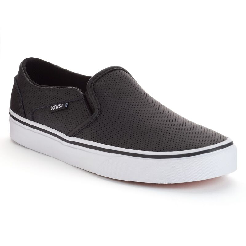 バンズ レディース シューズ スニーカー VansR Asher Women's Perforated Slip-On Shoes Black ブラック