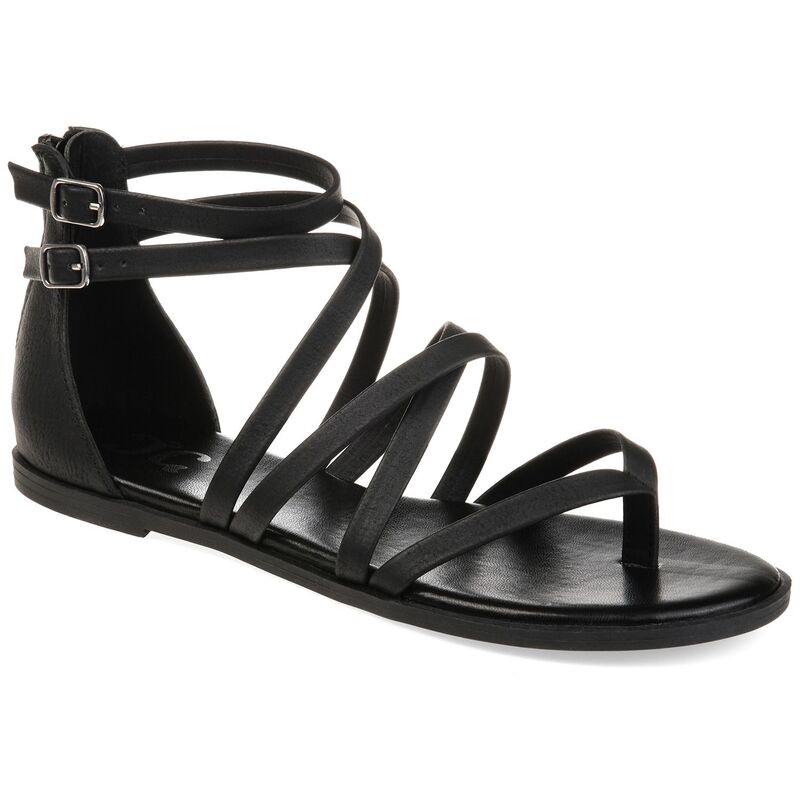 ジュルネ 寄せあわせ レディース シューズ サンダル Journee Collection Zailie Women\u0027s Gladiator Sandals Black 黒いこと 靴-レディース靴