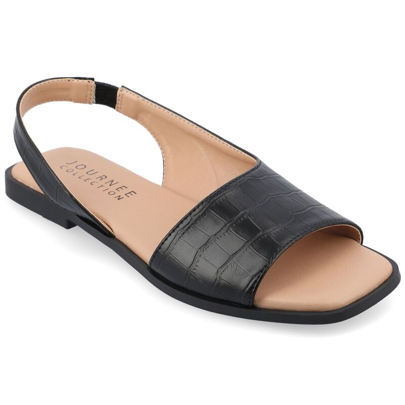 ジュルネ コレクション レディース シューズ サンダル Journee Collection Brinsley Women's Tru Comfort Foam Croco Texture Sling Back Sandals Black ブラック