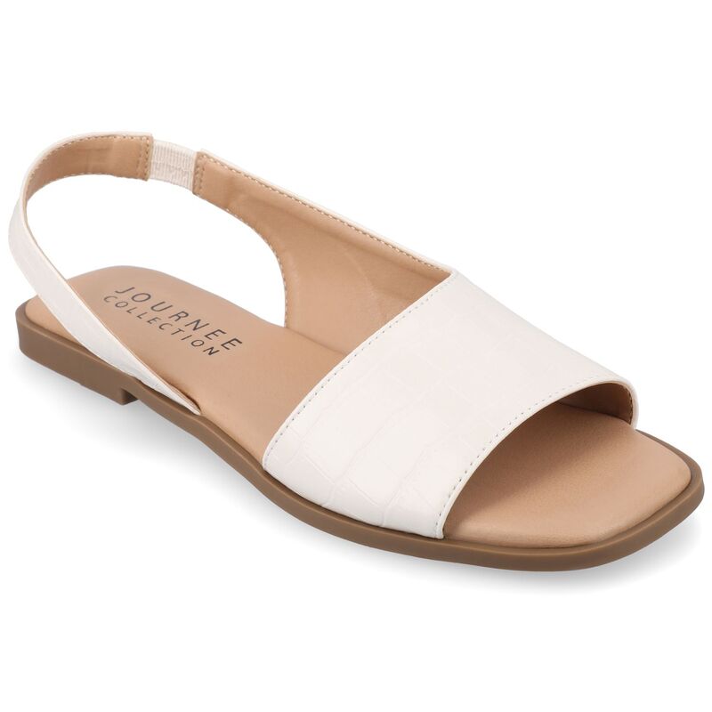 ジュルネ コレクション レディース シューズ サンダル Journee Collection Brinsley Women's Tru Comfort Foam Croco Texture Sling Back Sandals White ホワイト