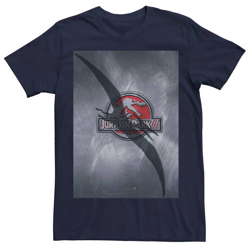 アニメキャラクター レディース トップス Tシャツ Licensed Character Men's Jurassic Park 3 Movie Poster Pterodactyl Tee Navy ネイビー