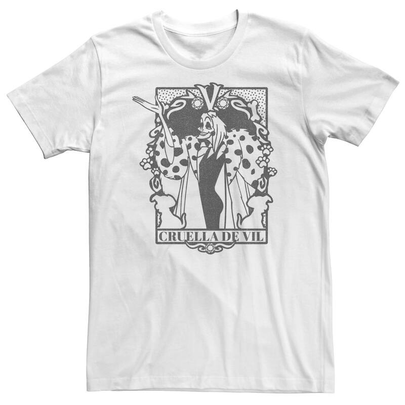 ディズニー レディース トップス Tシャツ トール Big & Tall Disney 101 Dalmatians Cruella De Vil Tarot Card Tee White ホワイト