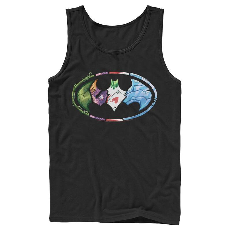 アニメキャラクター レディース トップス Tシャツ ロゴ Licensed Character Men's Batman Villains Logo Tank Top Black ブラック