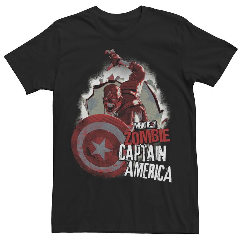 アニメキャラクター レディース トップス Tシャツ キャップ Licensed Character Men's Marvel What If Captain America Zombie Burst Poster Tee Black ブラック