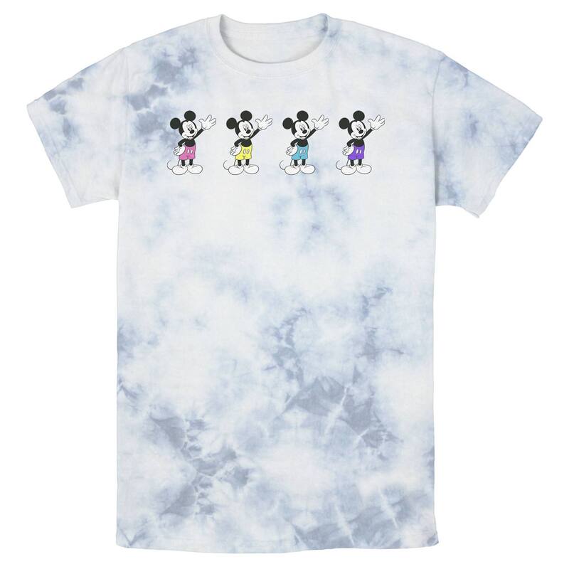 アニメ人となり レディース トップス ティーシャツ Licensed Character Men\u0027s Disney Mickey And Friends Mickey Mouse Neon Line Up Wash Tee White Blue 白いこと Tシャツ・カットソー-トップス