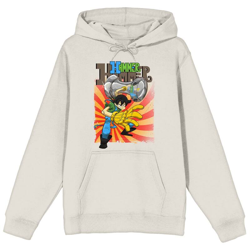 アニメ文字記号 レディース トップス プルオーバー パーカー グラフィック Licensed Character Men\u0027s Hammer Stud Pose On Ray Background Graphic Hoodie White 白いこと