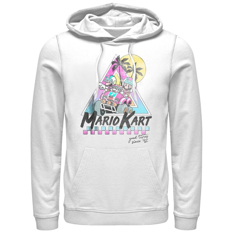 アニメ文字記号 レディース トップス プルオーバー パーカー グラフィック Licensed Character Men\u0027s Mario Kart Beach Race Good Timesince 92 Graphic Hoodie White 白いこと