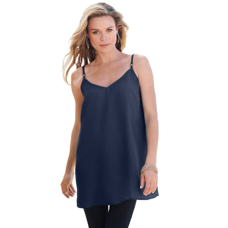 ロアマンズ レディース トップス Tシャツ Vネック プラスサイズ Roaman's Women's Plusize V Neck Cami Navy ネイビー|ReVida 店