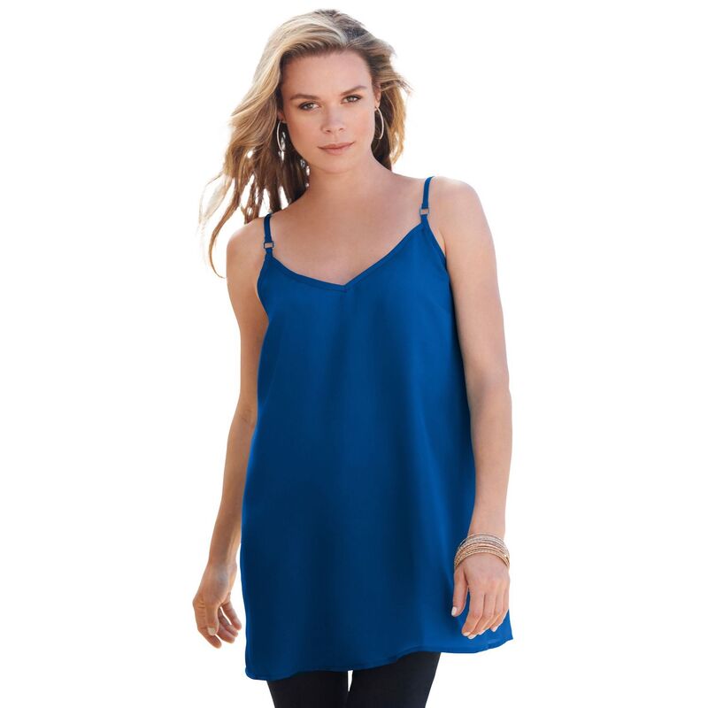 ロアマンズ レディース トップス Tシャツ Vネック プラスサイズ Roaman's Women's Plusize V Neck Cami Vivid Blue ブルー|ReVida 店