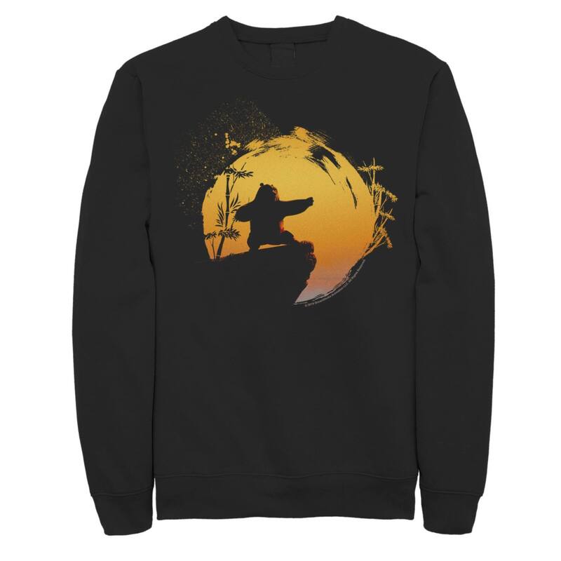 アニメ文字記号 レディース トップス プルオーバー 汗水 Licensed Character Men\u0027s Kung Fu Panda Po Tai Chi Sunset Silhouette Sweatshirt Black 黒いこと