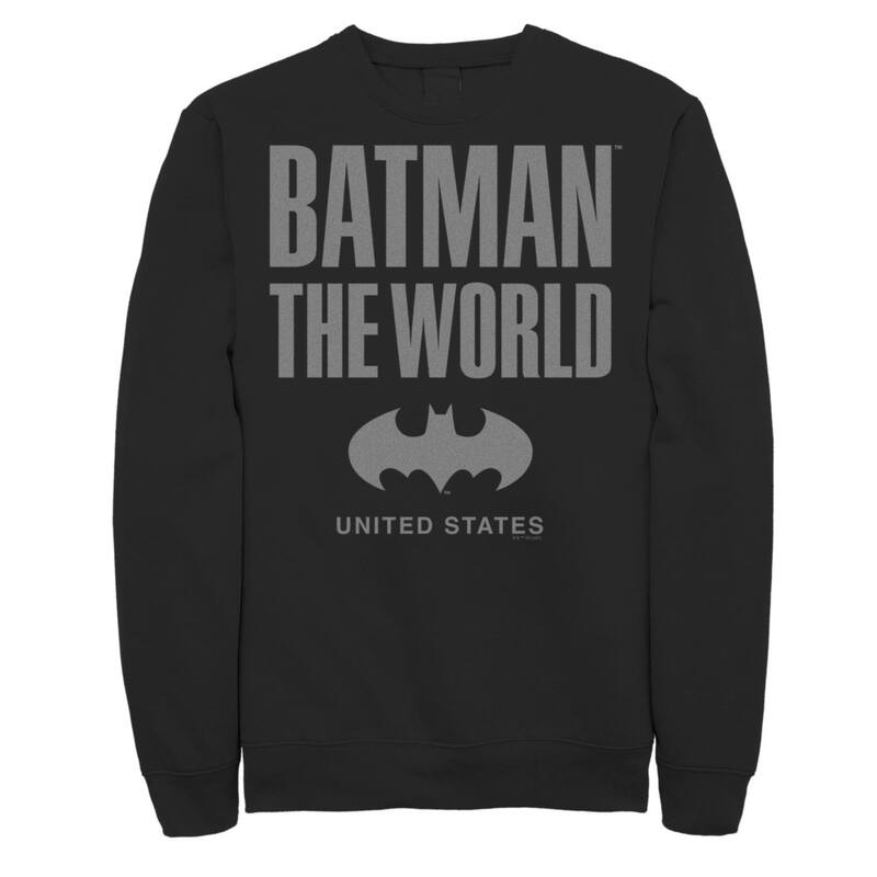 アニメ文字記号 レディース トップス プルオーバー 流汗 ロゴタイプ Licensed Character Men\u0027s Batman: The World United States Icon Logo Sweatshirt Black 黒いこと