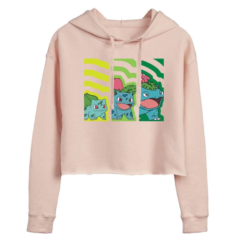 アニメキャラクター レディース トップス Tシャツ クロップド パーカー Licensed Character Juniors' Pokemon Bulbasaur Cropped Hoodie Pink ピンク|ReVida 店