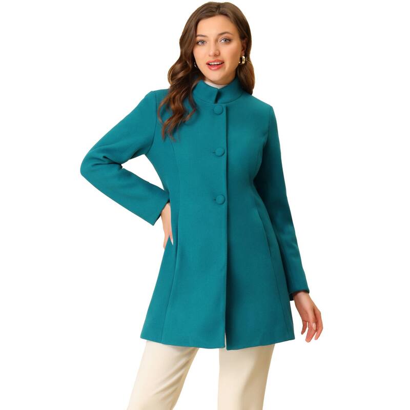 アレグラ ケー レディース アウター ジャケット・ブルゾン コート ALLEGRA K Women Winter Stand Collar Long Sleeve Single Breasted Long Overcoat Lake Blue ブルー