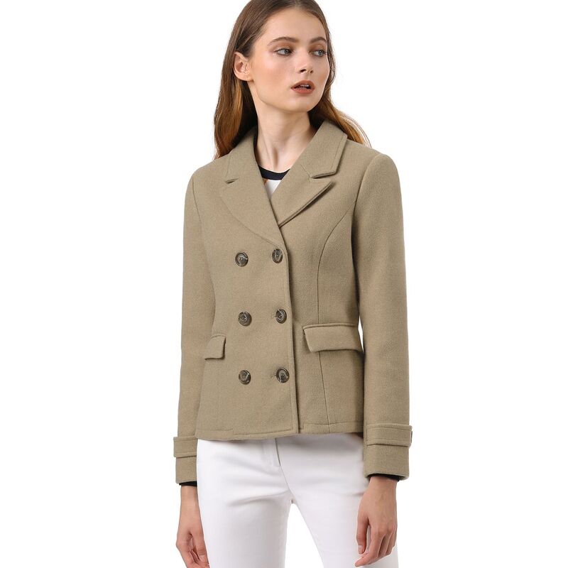 アレグラ ケー レディース アウター ジャケット・ブルゾン コート ALLEGRA K Women's Winter Worsted Notched Lapel Double Breasted Overcoat Light Brown ブラウン|ReVida 店
