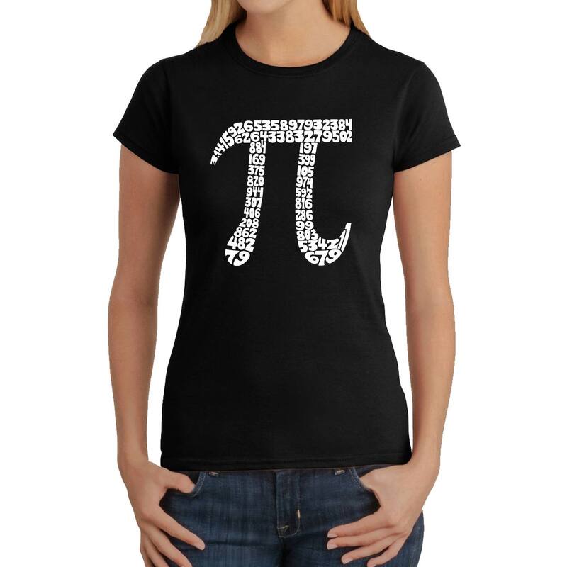 エルエーポップアート レディース トップス Tシャツ LA Pop Arthe First 100 Digits Of Pi - Womens Word Art-Shirt Black ブラック