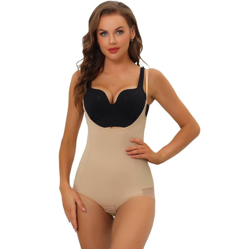 アレグラ ケー レディース トップス プルオーバー メッシュ ALLEGRA K Women\u0027s Mesh Tummy Control Slimming Sculpting Adjustable Straps Open Bust Full Shapewear Beige ベージュ