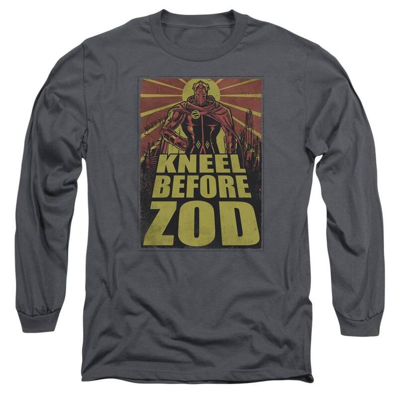 アニメ文字記号 レディース トップス プルオーバー Licensed Character Superman Zod Poster Long Sleeve Adult-shirt Charcoal 濃灰色