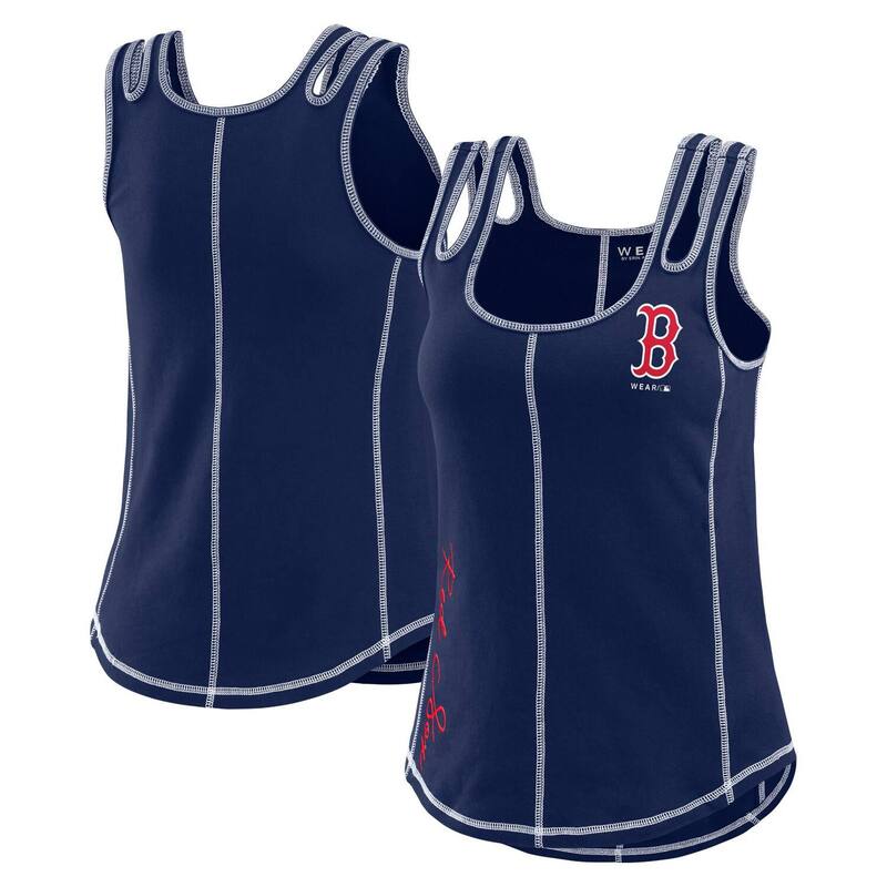 御召しもの バイ エリン アンド濫りがわしい レディース トップス プルオーバー 対照 Women\u0027s WEAR by Erin Andrews Navy Boston Red Sox Contrastitch Tank Top Rsx Navy 米国海軍