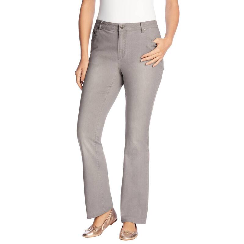 ウーマン ウィズイン レディース ボトムス デニムパンツ ブーツカット プラスサイズ プチ ブーツ ジーンズ Woman Within Plusize Petite Stretch Denim Five-Pocket Bootcut Jeans Grey Sanded Wash グレー